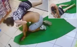 Akaryakıt istasyonundaki kadını gasp etmek için dövmüşler
