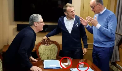 Avrupa bu görüntüyle sarsıldı! Macron, Starmer ve Merz trende kokain mi kullandı?