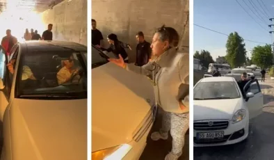 Birbirine yol vermeyen inatçı sürücüler trafiği kilitledi