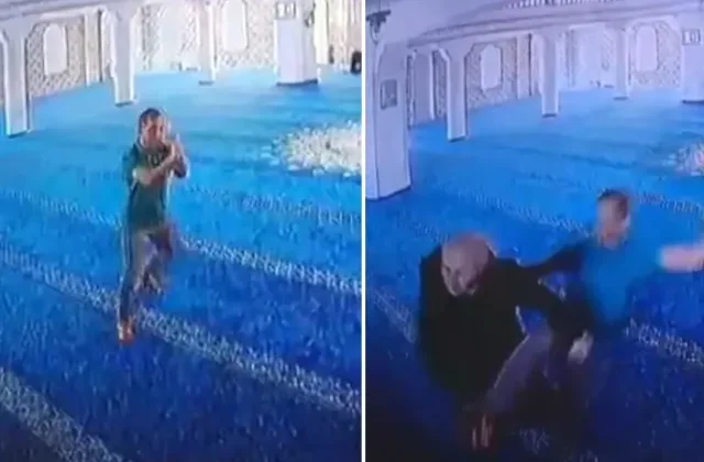 Camide tepki çeken görüntü! Önce uyardı sonra tekme tokat saldırdı