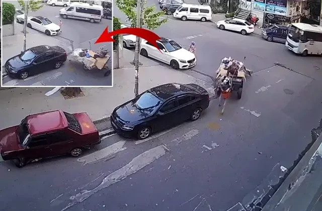 Esenyurt’ta at arabası ile otomobile çarpıp kaçtı