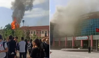 Fen lisesinin çatısı alevlere teslim! Öğrenciler tahliye edildi
