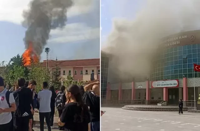 Fen lisesinin çatısı alevlere teslim! Öğrenciler tahliye edildi