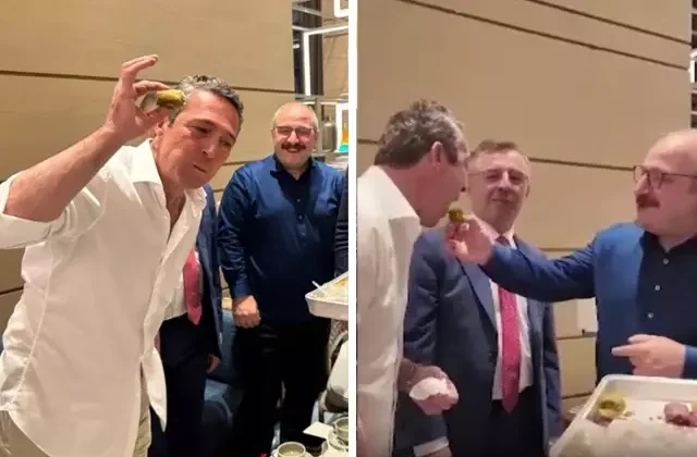 Fenerbahçe Başkanı Ali Koç, final öncesi Mustafa Varank’ın elinden baklava yedi