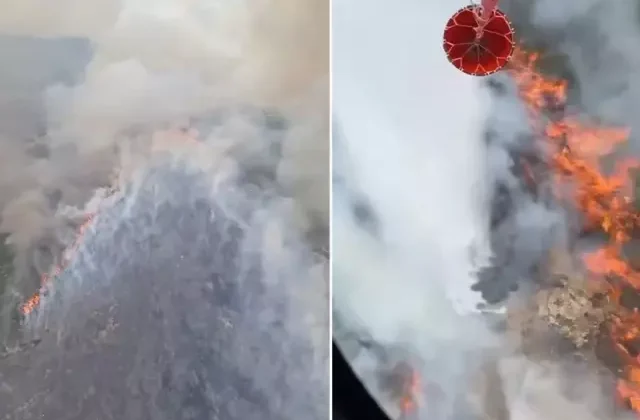 Foça’da tarım arazında çıkan yangın ormana sıçradı! Alevlerle mücadele sürüyor