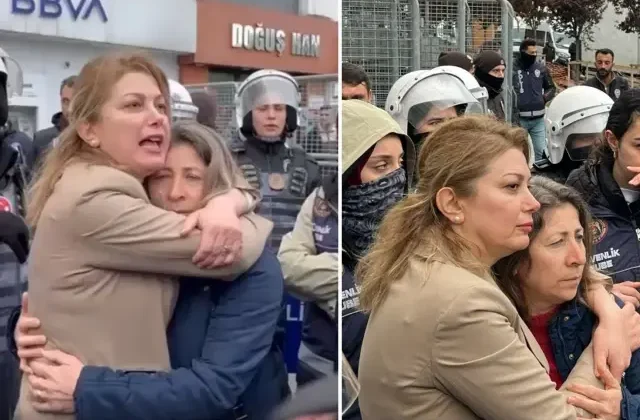 Gözaltına alınmak istenen muhtara sıkı sıkı sarıldı: Onu size vermeyeceğim