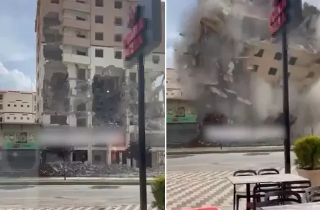 Hasarlı binanın kontrollü olduğu söylenen yıkımı tartışma yarattı