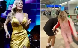 Havalimanında bir hayli eğlendi! İrem Derici’den ilginç dans