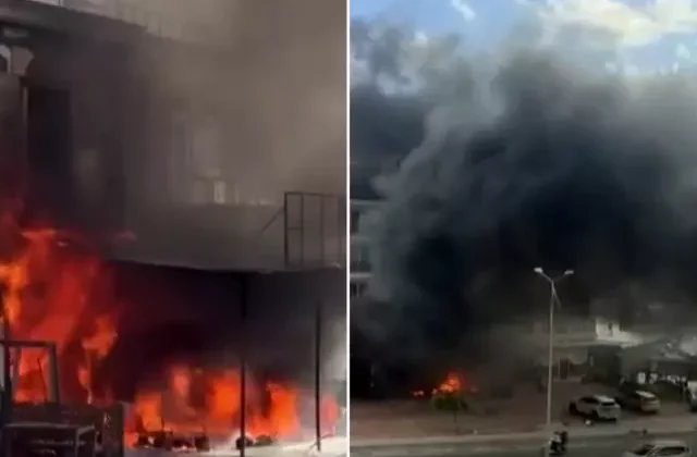 İnşaat malzemeleri satan iş yerinde yangın