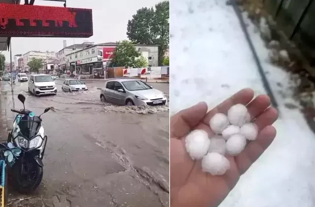İstanbul’u dolu ve yağmur vurdu! Yollar göle döndü, sürücüler zor anlar yaşadı