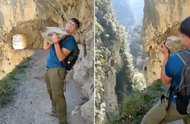 Kaya parçasını vadiye fırlatan turiste rekor ceza