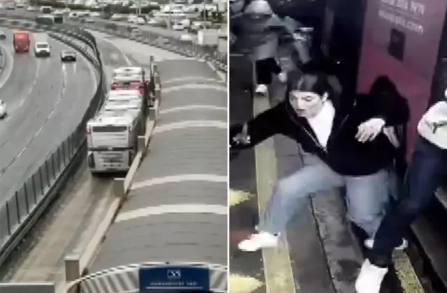 Korkunç kaza kamerada! Metrobüsten durağa böyle fırladılar