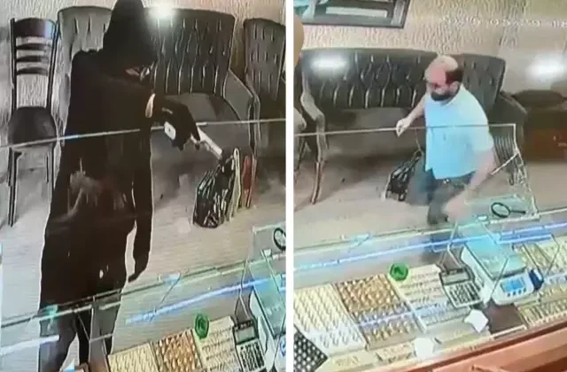 Kuyumcudaki silahlı soygun girişimini sandalye fırlatarak engelledi