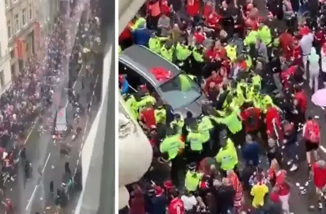 Liverpool’un şampiyonluk kutlamalarında kalabalığın arasına araç daldı
