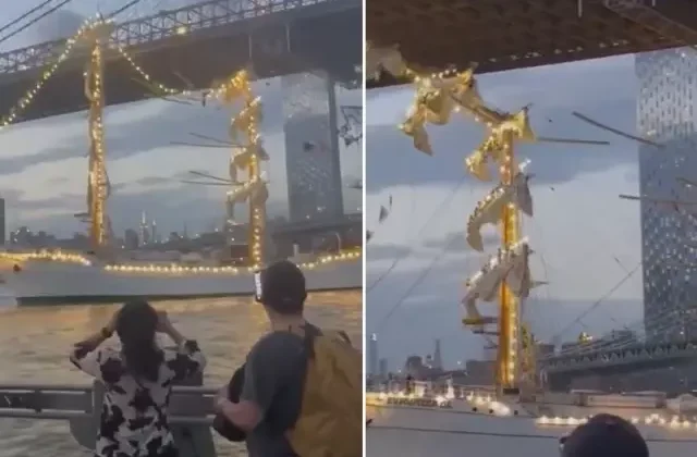 Meksika donanmasına ait gemi Brooklyn Köprüsüne çarptı