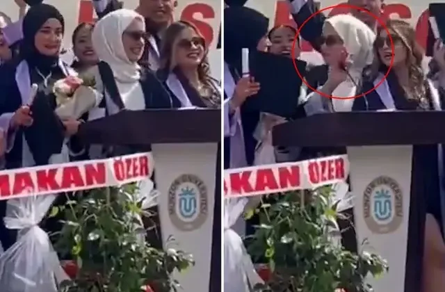 Mezuniyet törenine damga vuran an! Mikrofonun açık olduğunu fark eden genç kız utandı