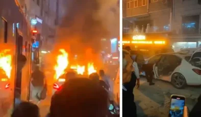 Şampiyonluk kutlamasında atılan havai fişek araca isabet etti