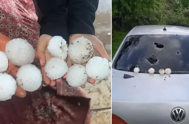 Şanlıurfa’da kar topu büyüklüğünde dolu yağdı