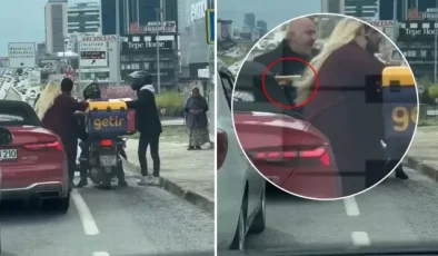 Trafikte pes dedirten anlar! Tartıştığı kuryeye silah doğrulttu