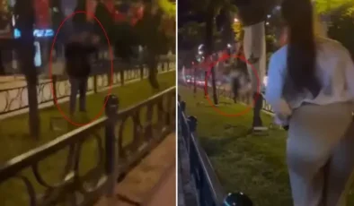 Türk bayrağını yakmaya çalışan şahıs, tepki gelince arkasına bakmadan kaçtı