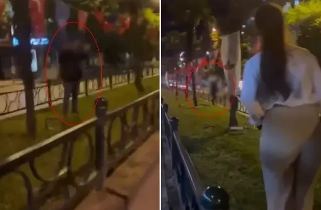 Türk bayrağını yakmaya çalışan şahıs, tepki gelince arkasına bakmadan kaçtı