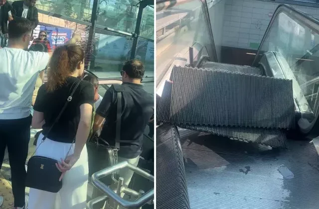 Ünalan Metro İstasyonu’nda yürüyen merdiven kırıldı