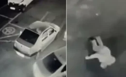 Yere yığılan şahsın üzerinden otomobil geçti: Dehşet anı kamerada