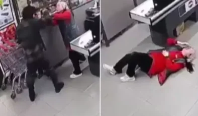 Zincir markette çalışan kasiyeri böyle darbetti