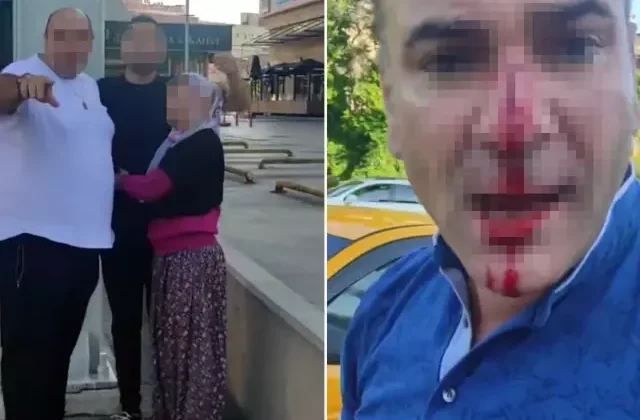 Baba-oğul, tartıştığı sürücüyü ailesinin gözü önünde darbetti