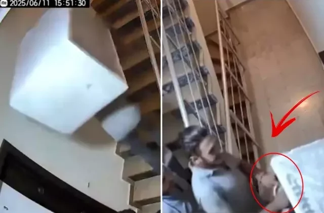 Beyaz eşya getirdikleri apartmandan terlik çalıp gittiler