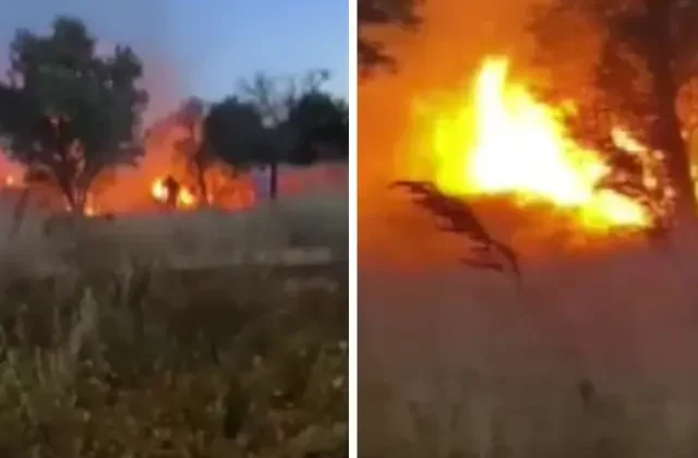 Bursa’da şalvar gecesi eğlencesinde atılan hava fişekler yangına neden oldu