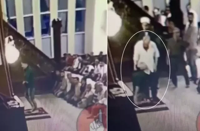 Camide namazla dalga geçti, cemaat haddini bildirdi