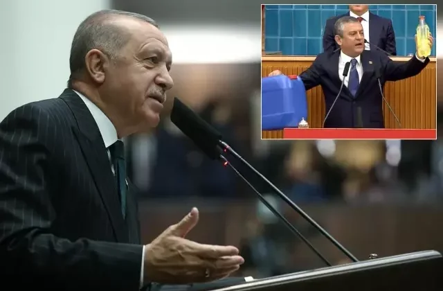 Cumhurbaşkanı Erdoğan’dan kürsüye mazot şişesiyle çıkan Özel’e bomba yanıt
