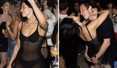Dua Lipa, katıldığı geceye transparan elbisesi damga vurdu