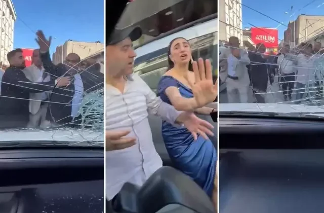 Düğün konvoyunun ortasında kalan karı-koca dehşeti yaşadı