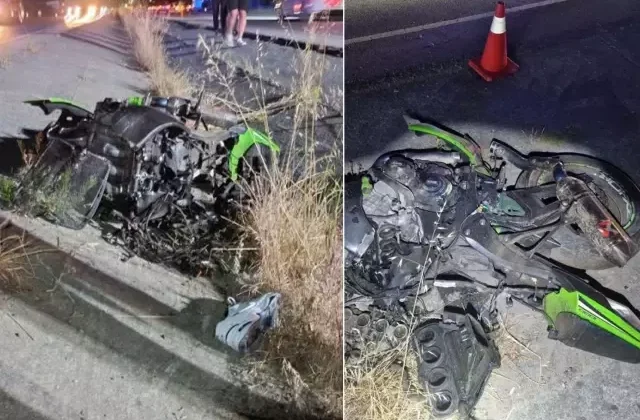 Farları yanmayan araç yarış yapan motosikletlere çarptı
