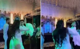 Gelin ve damat birbirine girdi, düğünde ortalık savaş alanına döndü
