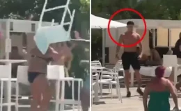 İngiliz futbolcu, havuz başında tartışı kadına sandalye ile saldırdı