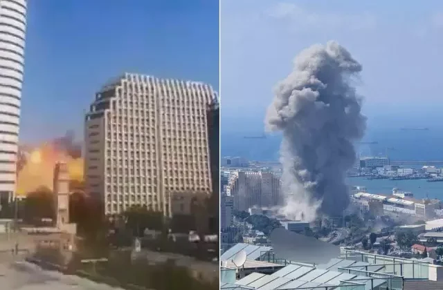İran’ın Hayfa’yı vurduğu an! Dumanlar metrelerce yükseğe çıktı