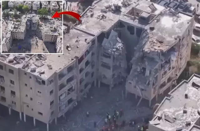 İsrail’deki büyük enkaz dron kamerasına böyle yansıdı