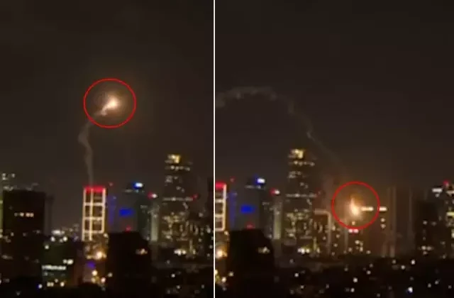 İsrail’in Demir Kubbe’si Tel Aviv’i vurdu! O anlar kamerada