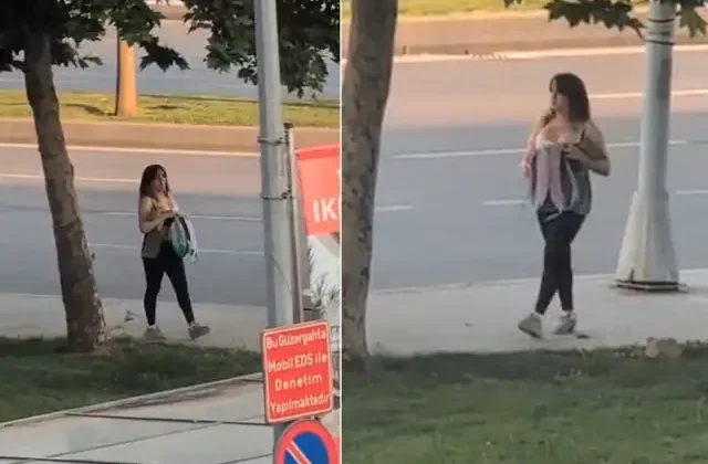 İstanbul’da gündüz vakti fuhuş pazarlığı! Kimseye aldırış etmeden iç çamaşırını gösterdi