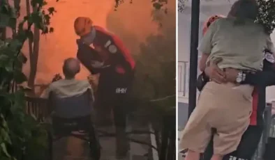 İzmir’deki yangından duygu dolu görüntüler: Mahsur kalanları ekipler böyle kurtardı