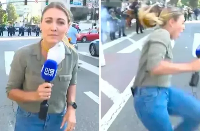 Kadın muhabir, Los Angeles protestolarını takip ederken canlı yayında vuruldu