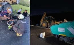 Kamyon yemek yiyen işçilerin arasında daldı