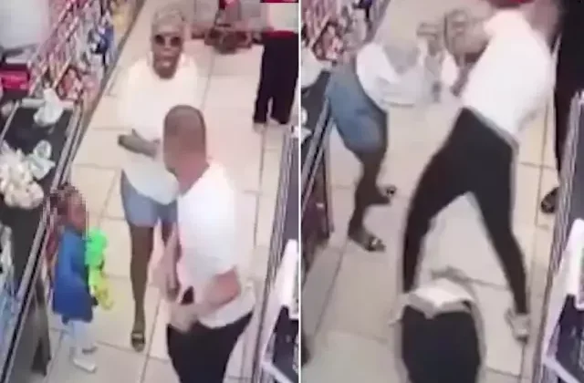 Kasa sırasında tartıştığı kadını kızının önünde darp etti