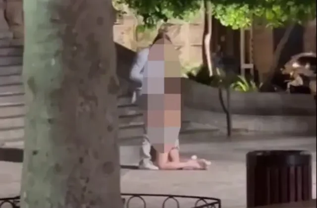 Kimseyi umursamadan tarihi bina önünde ilişkiye girdiler