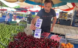 Kiraza “Tanesi 10 TL” etiketi yazan pazarcı konuştu: Çarpıtıldı