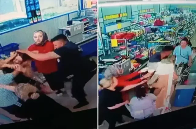 Markette kadını saçlarından tutup yerde yumrukladı! Yaptığı yanına kalmadı