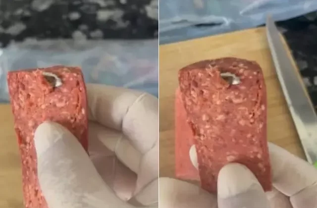 Marketten alınan sucuktan çıkan şok etti